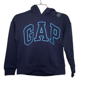 Gap New Navy Blue Sherpa Hood Vintage Soft Logo Sweatshirt Size Medium